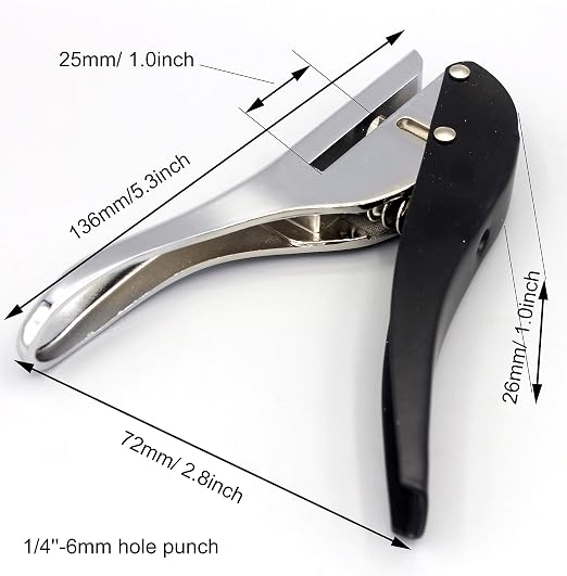 Metal Silver Hand-held 1/4 inch 6mm Round Heavy Duty Single Circle Hole Punch - Image 2