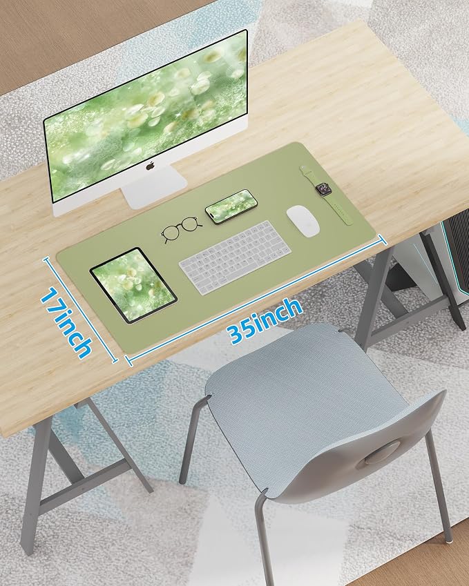 Leather Desk Pad Protector, Mouse Pad, Office Desk Mat, Non-Slip PU Leather - Image 7