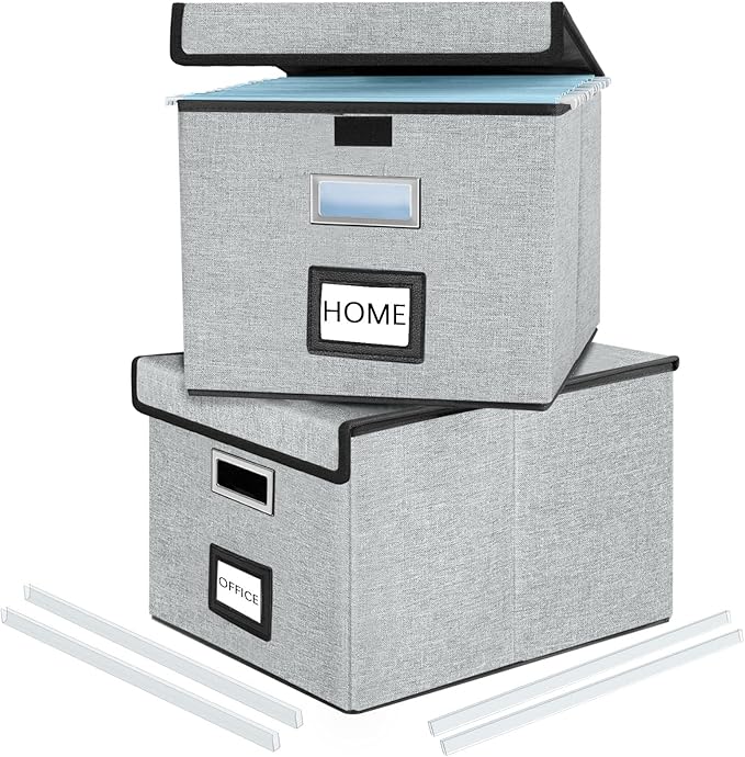 Collapsible File Storage Organizer Boxes by Huolewa