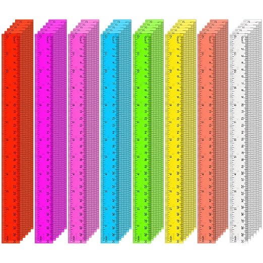 SenseYo 48 Pcs Clear Plastic Rulers 12 Inch Color Transparent Ruler by SenseYo