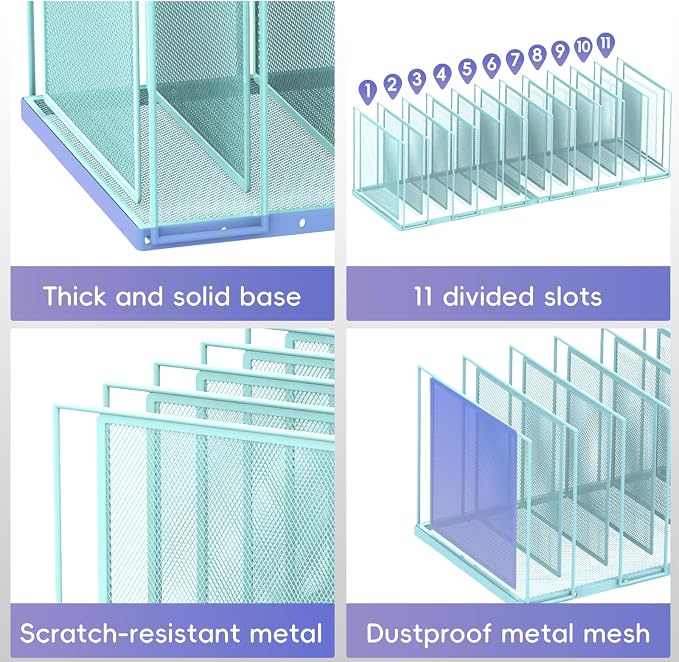 File Organizer for Desk, 11-Section Vertical File Sorter, Paper Holder - Image 6
