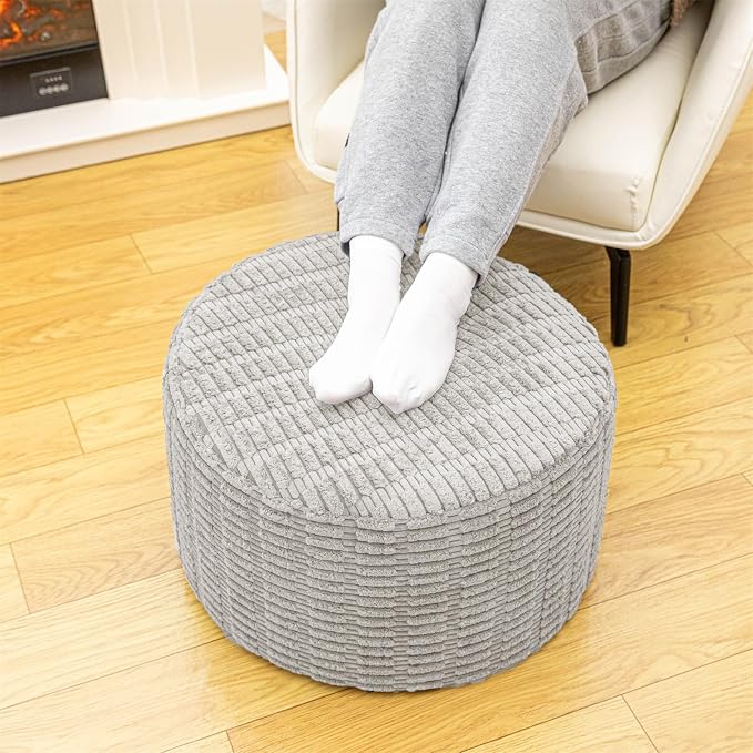 Asuprui Round Ottoman Pouf Ottoman Foot Stool Seat Faux Fur Bean Bag Foot Rest - Image 8