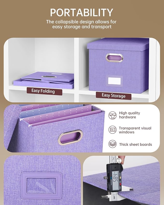 Oterri 2 Pack File Storage Organizer, Filing Box, Portable File Box - Image 2