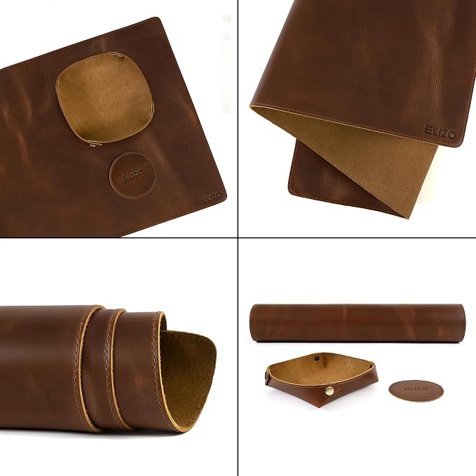 Elizo Real Leather Desk Mat Set Large Desk Cover Desk Blotter Protector - Image 7