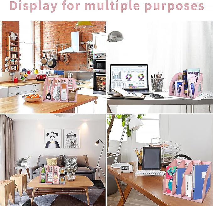 SAYEEC Sturdy Magazine Holder 4 Compartments Plastic Desktop File Organizer - Image 5
