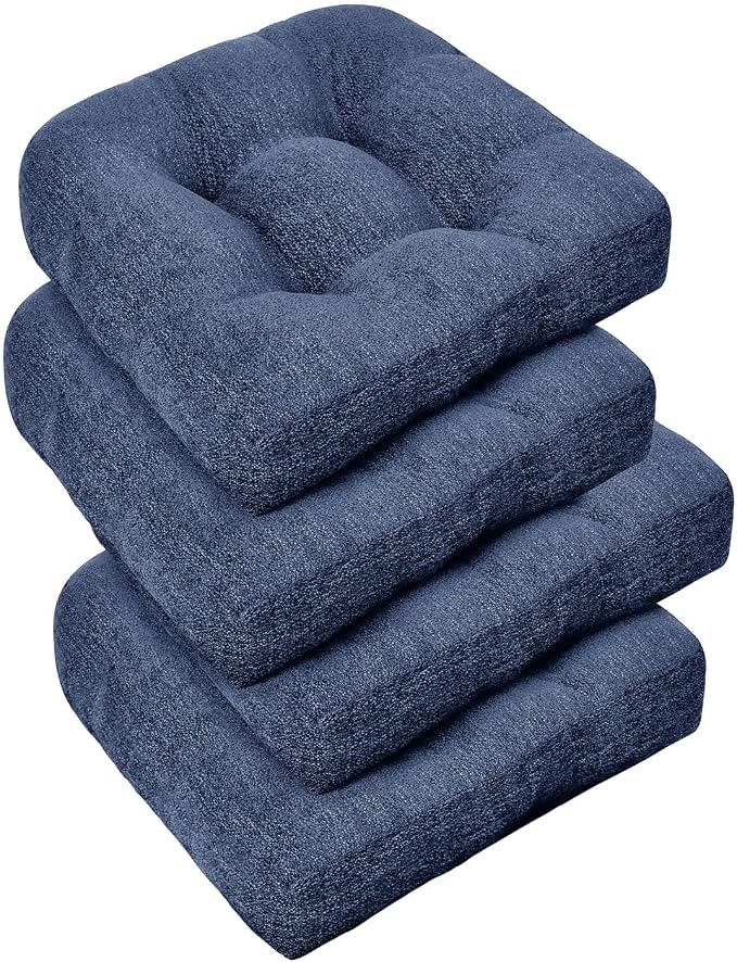 downluxe Chair Cushions for Dining Chairs 4 Pack, Tufted Indoor Chair Pads by Downluxe