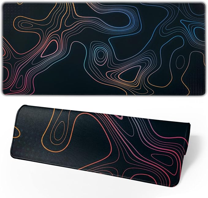 Topographic Contour Map XL Mouse Pad 31.5 x 11.8 Inch Gaming Mousepad Extended by Brecoy