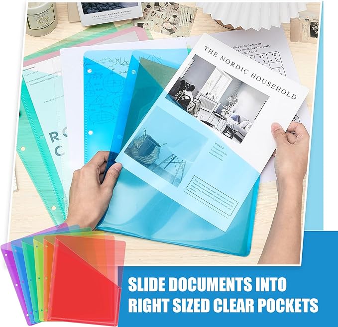 Seajan 24 Pcs Pocket Folders for 3 Ring Binder Clear Plastic Folders Sleeves - Image 4