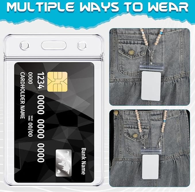 BESARME 30 Pack Vertical ID Badge Holders Clear Plastic Waterproof Card Holder - Image 6