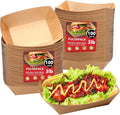 100 Pack 3lb Heavy Duty Paper Food Trays Kraft Leak Proof Paper Food Boats by PULOSPACK