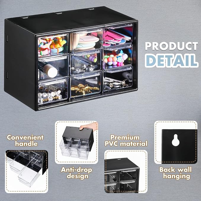 Rtteri 9 Pieces Mini Drawer Organizer Plastic Desktop Storage Box Desk Craft - Image 4