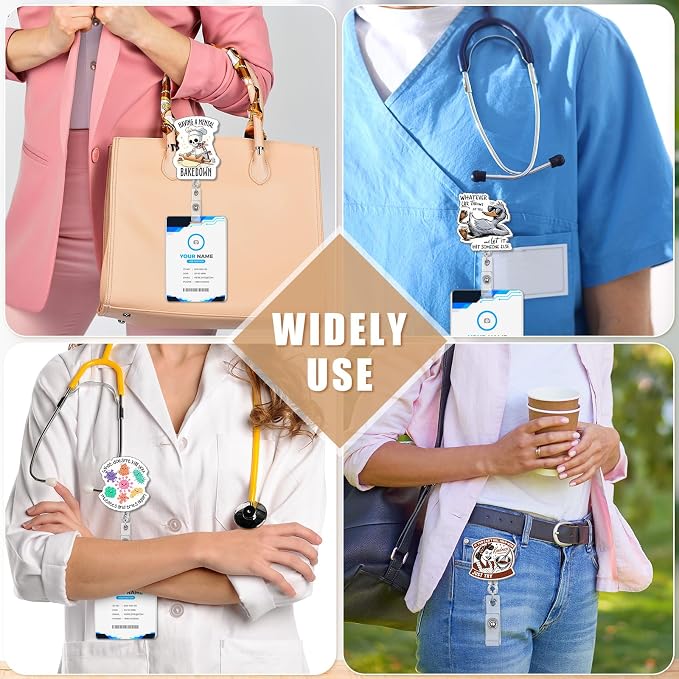 Feifeiya 24 Pcs Funny Badge Reel Nurse Cute Retractable Name ID Clip Badge - Image 7