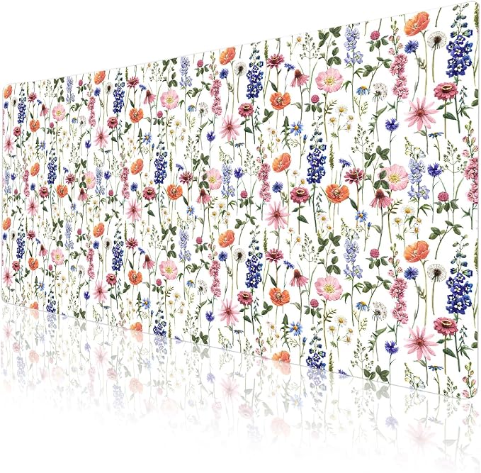 Colorful Star Large Mouse Pad, Watercolor Floral Desk Mat Office Supplies - Image 7