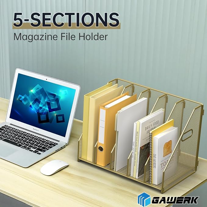 MINDEPOT Desk File Organizer Metal Desk Magazine Folder Holder - Image 3