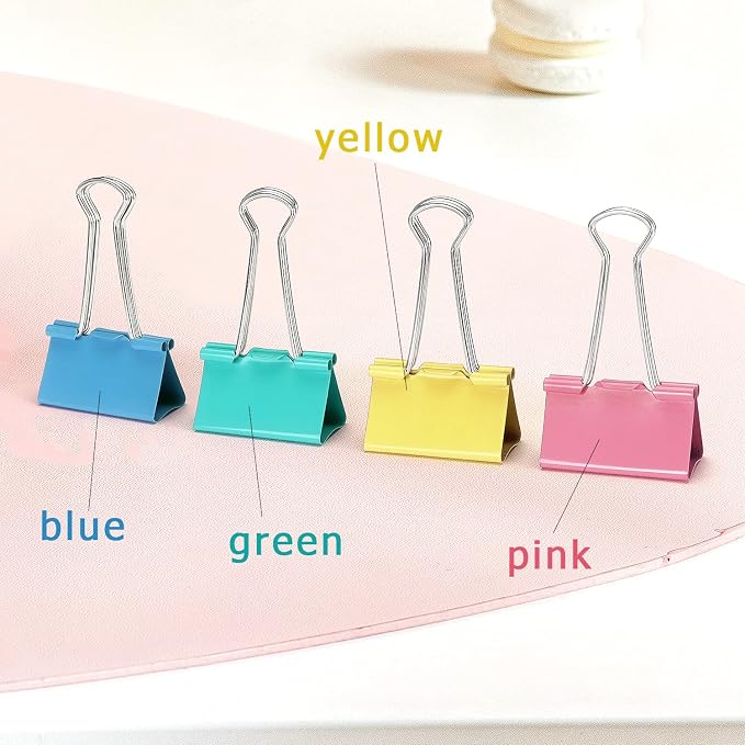 ZZTX 24 Pack Large Binder Clips 1.6 Inches Assorted Colors | Paper Clamps Clips - Image 3