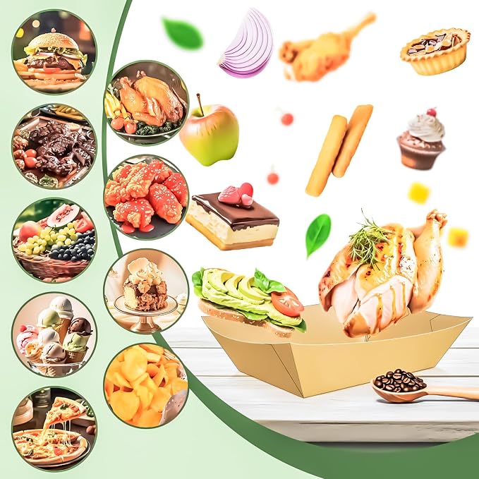 100 Pack Extra Large 6LB Paper Food Boats Trays Disposable Paper Boat Plate - Image 7