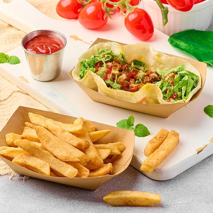 ZORRITA Small Paper Food Trays, 1/2 Lb, 120 Pack, Disposable | Mini Brown Paper - Image 5