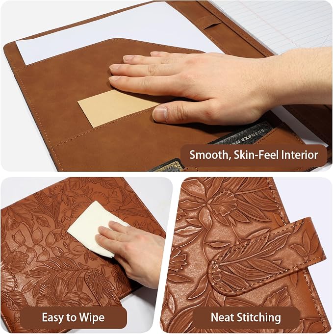 Professional Padfolio Portfolio Binder, Textured Embossing Faux Leather Folder - Image 5