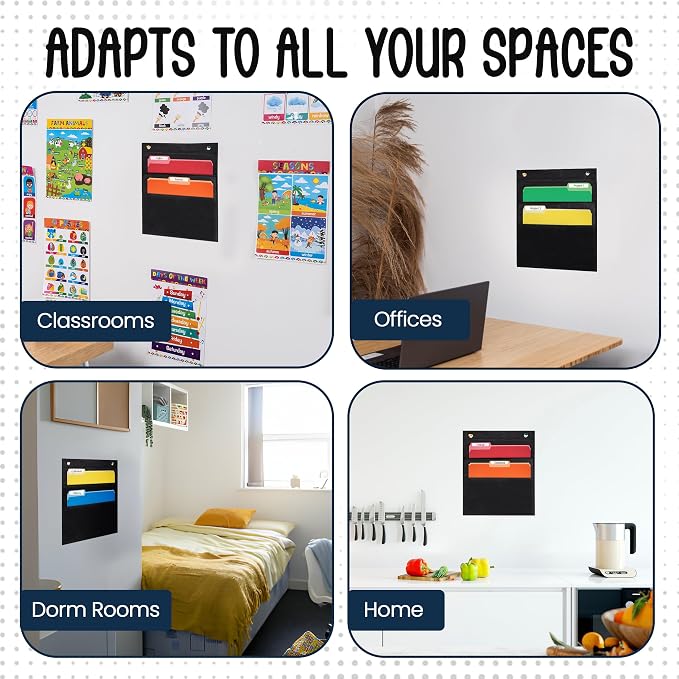 Essex Wares - 2 Pocket File Pocket Chart, and More - Wall Folder Organizer - - Image 5