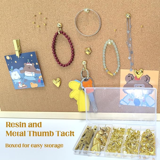 150 PCS Cute Gold Push Pins Set Metal Thumb Tacks Decorative Push Pins - Image 5