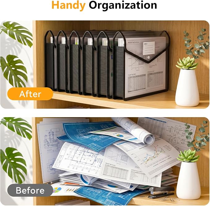 2 Pack Plastic Expanding File Folder, Transparent Accordion File Pouch - Image 4