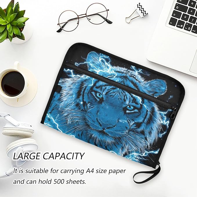 Blue Lighting Tiger Accordion File Organizer Expanding Document Folder - Image 6