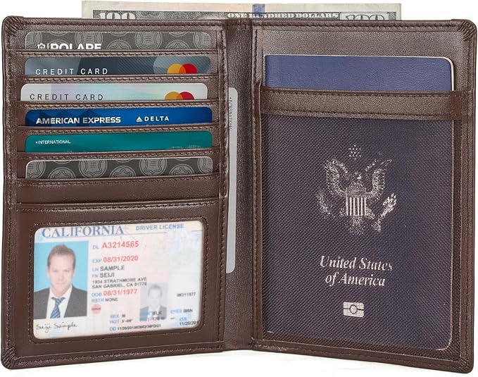 Polare Luxury RFID Blocking Leather Passport Holder Travel Wallet - Image 8
