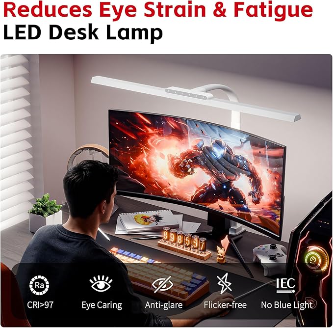 Desk Lamp with Clamp, LED Eye-Caring Clip on Desk Lights - Image 2