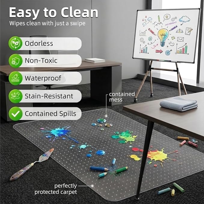 Office Chair Mat for Carpet: 30" x 48" Plastic Heavy Duty Computer Desk Mats - Image 4