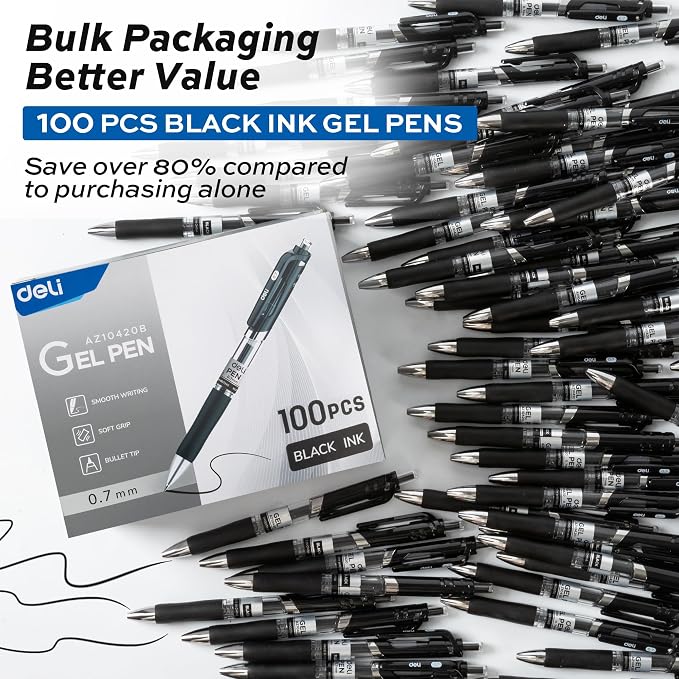 deli Gel Pens, Medium Point Pen 0.7mm, Smooth Writing, Fast Dry, No Bleed - Image 2
