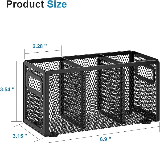 Marbrasse Mesh Pen Holder for Desk, Pencil Holder Desk Organizer 3 Adjustable - Image 2