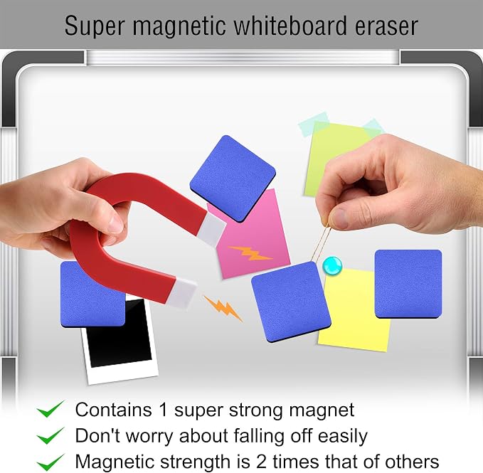 Mini Dry Erase Erasers, IHPUKIDI 48 Pack Magnetic Whiteboard Dry Erasers - Image 5