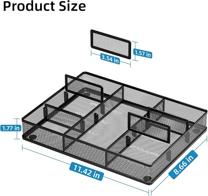 Marbrasse 2Pack Desk Drawer Organizer, Metal Mesh Drawer Organizer Tray - Image 2