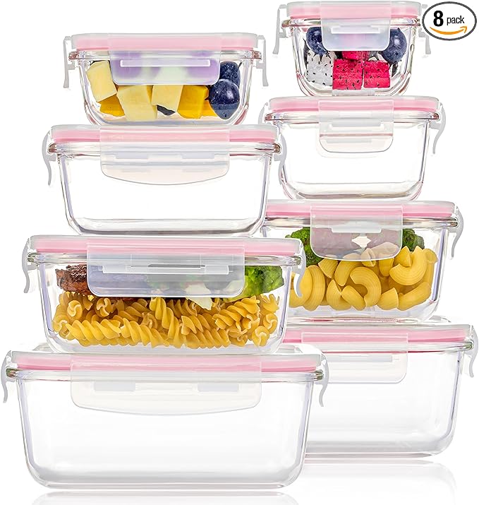 Vtopmart 8 Pack Glass Food Storage Containers by Vtopmart