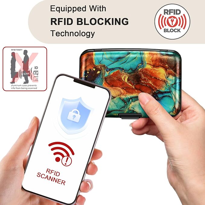 ELFISH Mini RFID Aluminum Wallet Credit Cards Holder Business Card Case Metal - Image 2