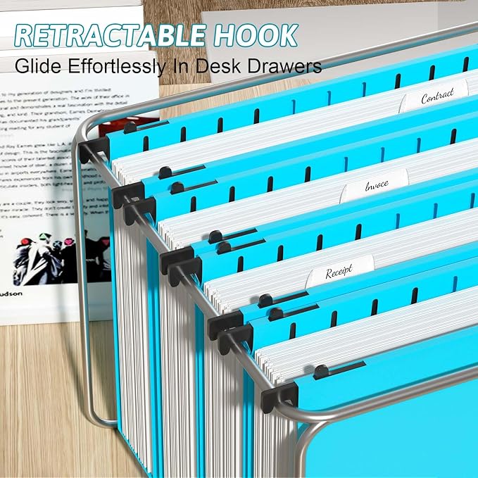 Plastic Hanging File Folder Extra Capacity, 12 Pack Reinforced Hang Folders - Image 6