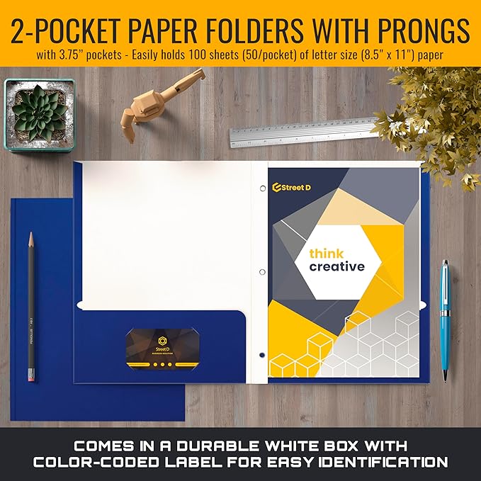 Better Office Products Blue Paper 2 Pocket Folders - Image 2