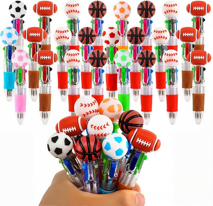 24Pcs Sports Mini Multicolor Pens in One 4-in-1, Cute Pens Bulk by Unknown