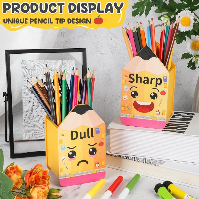 2 Pcs Pencil Shaped Pencil Holder Sharp and Dull Pencil Holder Wooden Dispenser - Image 4