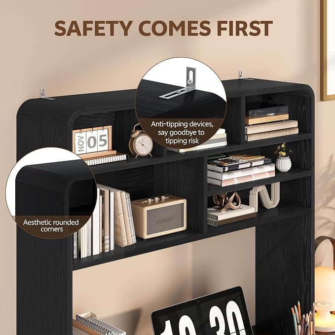 5-Tier Desk Shelf, 37.4''W Desktop Bookshelf - Image 5