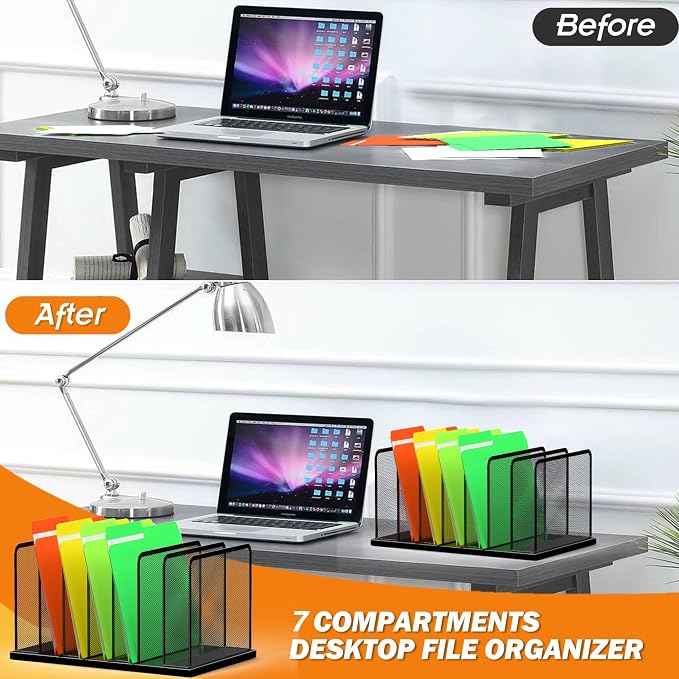 Kuntine.B Desk File Organizer Upright Mesh Desktop Organizer File Sorter Office - Image 3