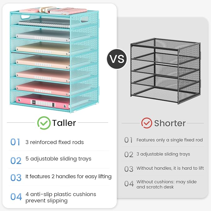 Lavatino 8-Tier Office Desk File Organizer, Letter Tray Paper Organizer - Image 6