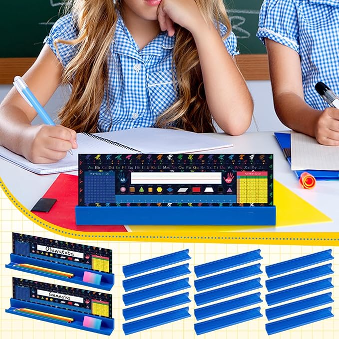 PerKoop 25 Pcs Classroom Desk Name Plates Holder Set Index Cards Storage - Image 6