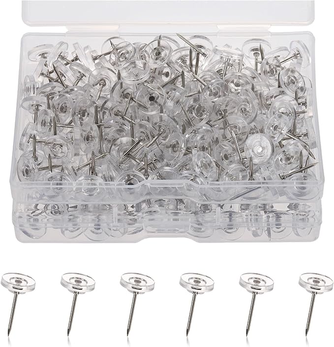 300 Pcs Push Pins Clear Thumb Tacks Pins Clear Flat Head Thumb Tacks Thumb Tack by Tbestmax