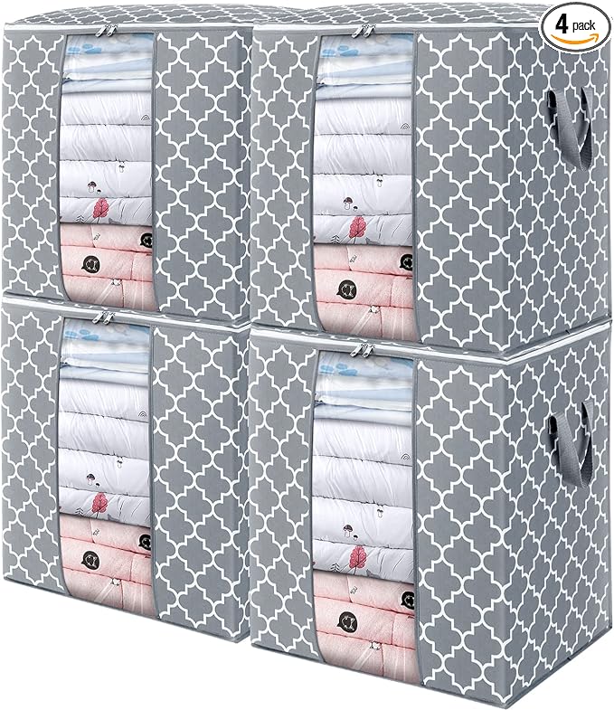 WISELIFE Storage Bags 4 Pack/100L Large Blanket Clothes Organization and by WiseLife