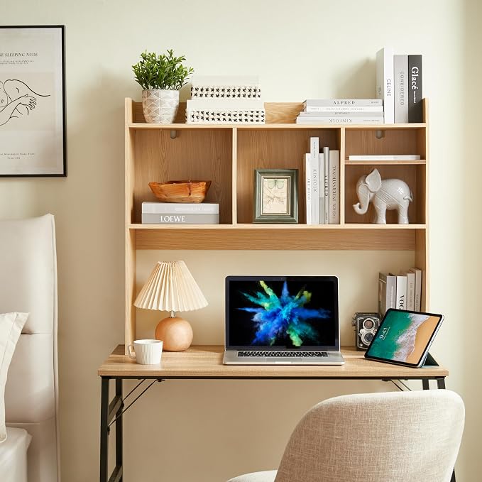 Nromant Desktop Bookshelf, Wooden Desk Storage Hutch - Image 5