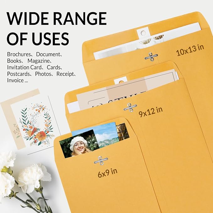 SUNEE Envelops, 28-lb Paper Mailing Envelopes, Storing or Mailing Documents - Image 6