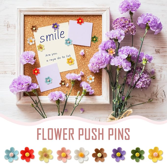 50 Cute Flower Push Pins Decorative Floret Thumb Tacks | - Image 4