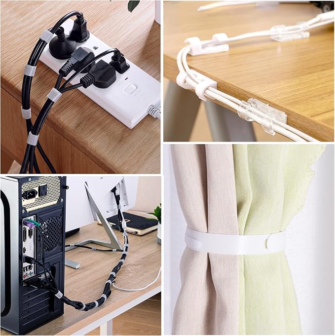 White Cable Management Organizer Kit 4 Cable Sleeve Split 311Pcs | 47Cable - Image 6
