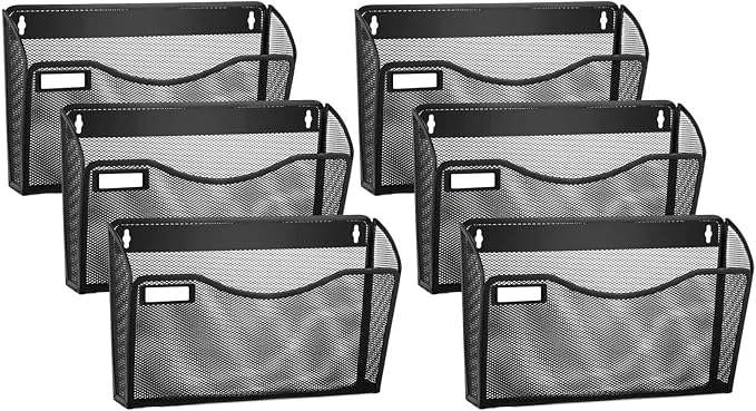 samstar 6 Pack Mesh Wall Mounted File Holder Metal Wall File Pocket Mail by Samstar